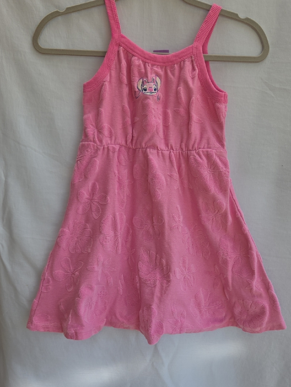 Disney Stitch Pink Sleeveless Floral Terry Dress for Girls Size M